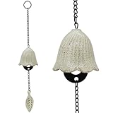 MrMrKura 風鈴 鋳鉄製 南部鉄器 金属 白 ピンク 南部風鈴 ウィンドチャイム 鉄器 おしゃれ 伝統工芸 人気 可愛い 手作り 玄関 花型 澄んだ音 夏の風物語 プレゼント ホーム飾り (白)