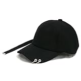 無地 金属リング ロングストラッ 野球帽 (ブラック) [並行輸入品]