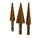 Fritz チタンコーティング ステップドリル 3本セット ミリ単位 収納ケース付 六角軸 タケノコドリル