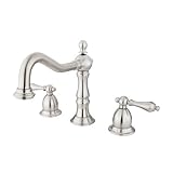 Kingston Brass KS1978AL Heritage Widespread Lavatory Faucet with Metal lever handle, Satin Nickel [並