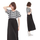 マタニティ ワンピース 半袖 ロング 着たまま 簡単 楽々 授乳 ファスナー付 (M) ママ 必需品 いつでもどこでも ベイビー 思いやり 妊婦さん ゆったり トップボーダー