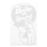 ホワイト（白） 犬 シェパード お座り 風船 Baby on board ベビーオンボード ステッカー 窓ガラス用シールタイプ 車 戌 干支 動物