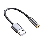 LUYING USB オーディオ 変換アダプタ 外付け サウンドカード 4極（TRRS）3.5mmミニジャック変換ケーブル Windows/Mac OS/PS4/Chromebook等対応 20cm