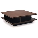 国産 ローテーブル 天然木ウォールナット製 ツートンカラー 正方形