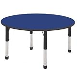 ECR4Kids 48" Round Activity Table, Standard Legs w/ Swivel Glides (Blue Top/Black Edge) [並行輸入品]