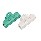 uxcell 冷凍バッグ フード 保存雑貨袋 密封クリップクランプ ホワイト グリーン プラスチック 2個入り