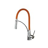 Rozin クロムめっき 洗面台用 蛇口 オレンジ色 台所 バスルーム用 じゃぐち 混合栓 回転可能なノズル