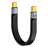 USB-C to USB-C短い タイプC ケーブル 40Gbps高速データ転送 13cm ブラック 8K@60Hz PD対応240W 5A 高精細映像対応 平形 短尺ケーブル Thunderbolt 4/3 データ転送