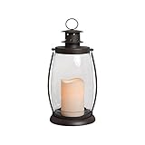 High Quality Everlasting Glow 42466 Battery Operated Metal and Glass Lantern with 3 by 4.5 Flameless
