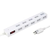 電源タップ 延長コード AC コンセント 10個口 10口 1500W 電源コード 1m 一括スイッチ 雷ガード マグネット付 ブレーカー スイングプラグ ほこり防止シャッター タコ足 テーブルタップ OAタップ ホワイト 白 STYLED STP10W-1