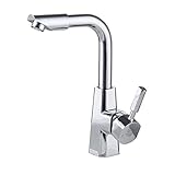 洗面台ロータリー蛇口流域流域シングルホール温水栓と冷水蛇口銅家庭用蛇口