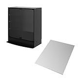 【福袋】【地球家具】コレクションラック「ワイド」新シリーズセット 幅83cm 奥行39cm 【正規品】[鍵付きコレクションケース] [耐震]（開き戸 ロータイプ本体+背面ミラー1枚セット） ブラック