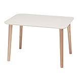 木目鏡面トールテーブル(ホワイト/白) 〔長方形/幅60cm〕 机/リビングテーブル/サイドテーブル/木製脚/木目/北欧風/高級感/NK-622