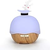 アロマディフューザー アロマ加湿器 卓上 静音 七色変換LEDライト付き 間接照明 アロマオイルを入れでき 時間設定 400ml 木目調デザ