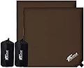 FIELDOOR インフレータブル エアクッション 高密度ウレタンフォーム / 24mm大型バルブ 幅45cm×奥行45cm×高さ5cm (2個セット / ブラウン)