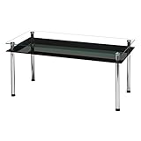 3WAY強化ガラステーブル(センターテーブル/ローテーブル) ブラック(黒) 長方形/幅80cm 収納棚付き