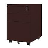 MR-STORE　３段スチールワゴン　鍵付き　オールロック (ブラウン)