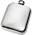 Wentworth Pewter- Plain 6oz Pewter Cushion Pocket Flask with Captive Top, Spirit Flask