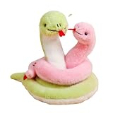 へび ぬいぐるみ 蛇 おもちゃ 巳 ヘビ ぬいぐるみ 動物 干支 かわいい 贈り物 ギフト 出産祝い 誕生日 プレゼント (グリーン+ピンク)