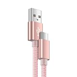 【QC3.0急速充電対応】USB Type-C 充電コード 0.91m iPhone17/Android/Xperia/Galaxy/Arrows/PS5など多機種対応 スマホ充電用 タイプCケーブル（ローズゴールド）