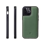 HANATORA for iPhone 14Pro ケース 本革 耐衝撃 スマホケース スマホ コードホルダー 付き イタリアンレザー ギフト バンパー型 マグネットなし グリーン GS-14Pro-Green
