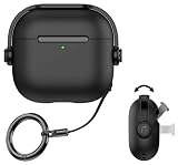 LAYJOY AirPods 4 ケース 2024 AirPods 第4世代 TPU 安全なロック付き LED可視 耐衝撃 AirPods4 カバー エアーポッズプロケース ワイヤレス充電対応 ストラップ リング カラビナ付き えあーぽっつ 4ケース（ブラック）