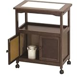 キャビネットワゴン(キッチン収納/キッチンワゴン) 木製 幅58cm 扉収納/キャスター付き タイル天板 ダークブラウン 生活用品 インテリア 雑貨 インテリア 家具 収納家具 キャビネット top1-ds-1806961-ak [簡易パッ