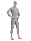 Sheface Adult Spandex Face Open Zentai Bodysuits Costume (Small, Light Gray)