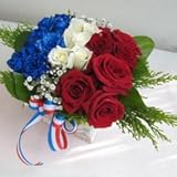 国旗のバスケットアレンジメント　フランス　スモール【生花】【お祝い】【記念日】【誕生日】【フラワーギフト】【バラ】