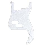 Musiclily Pro 13穴プレシジョンベースピックガード4弦American Precision Bass用、ホワイトパール4P