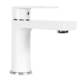 ARIEL ANNA-CW Anna Style Solid Brass Single Hole Lever Bathroom Vanity Faucet, Matte White Finish [並