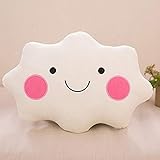 JEWH かわいいソフトスマイリーフェイス ボウクラウド枕 コットン詰め物クッション - ぬいぐるみのおもちゃ ホワイト枕 子供用 (35CM28CM) (男の子)