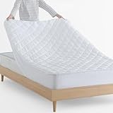 クモリ(Kumori) 綿100% パッド一体型ボックスシーツ ダブル 毛玉なし 素肌にやさしい 吸水速乾 耐久性が高い 洗える オールシーズン TEIJIN中綿 抗菌 防臭 マットレスパッド ベッドシーツ ベッドマット 敷きカバー ダブル・140X200cm ホワイト