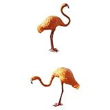 KESOTO 2個　フラミンゴ　かわいい　置物　小道具　工芸品　ガーデン　芝生　装飾　３色　 - オレンジ
