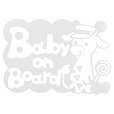 ホワイト（白） Baby on board 帽子付きりん キリン 動物 赤ちゃん baby ステッカー 窓ガラス用シールタイプ ※吸盤・マグネットタイプで...