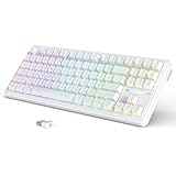 MAMBASNAKE x ATTACK SHARK M87PROV2 ゲーミング キーボード コンパクト 87キー 80% メカニカル キーボード 3つ接続モード Bluetooth 2.4G 有線Type-C PBTキーキャップ 5面熱昇華印刷技術 アンチゴースト カスタム白玉軸 リニア ガスケット 五層サイレンサーパッド RGB 5000mAh 技適認証済み Win/Macに対応 ホワイト