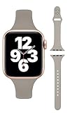 [AriRi] アップルウォッチ バンド スリム シリコン ラバーバンド スポーツ くすみカラー 38mm 40mm 41mm アップルウォッチ 8 se 7 6 5 4 3 2 1 (38mm/40mm/41mm, グレージュ)