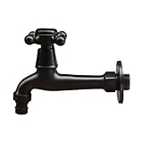 洗面水栓 蛇口 水栓金具 洗濯機用壁付け単水栓 クロスハンドル ブラック（黒） [奥行13.8cm] INK-0302067H