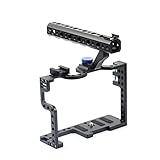 GH5用ミラーレスカメラマウントブラケット用トップハンドルグリップ保護フレーム付きアルミニウムカメラケージ