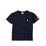 [チャンピオン] 綿100% Tシャツ キッズ 半袖 丸首 綿100％ COTTON USA ワンポイントロゴ刺繍 ショートスリーブTシャツ ベーシック CK-Z301/CK-Z301Z ネイビー 140