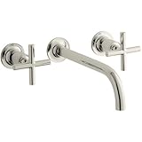 KOHLER K-T14414-3-SN Purist Two-Handle Wall-Mount Lavatory Faucet Trim with 9", 90-Degree Angle Spou