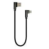 AXYO Type-C ケーブル 急速充電 高速データ転送 L型 90度 L字コネクター 充電ケーブル 20cm USB-C ナイロン編み ブラック