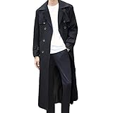 Pantete メンズ ダブルブレストトレンチコート オーバーサイズ カジュアル ウィンドブレーカー ラペル ロングジャケット プラッシュオーバーコート US サイズ: 5X-Large カラー: ブラック