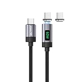 日本の中小企業 MSL FORCE Type-C to lightning変換ケーブル マグネット吸着 100W PD 480Mbps f67 f68 USB-C コネクタ2個セット デジタル表示タイプ [1m]