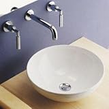Scarabeo Scarabeo 8009-No Hole-637509844691 Round Ceramic Bathroom Sink Vessel, White [並行輸入品]