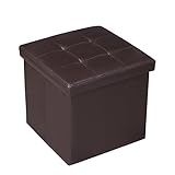 EPCTEK 収納ベンチ 収納スツール PUスツール チェア 折たたみ ベンチ 収納ボックス オットマン 応接チェア コンパクト スペース活用 一人暮らし 引っ越し祝い（Sサイズ ダークブラウン）