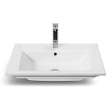 Nameeks 067300-u CeraStyle 25 – 3 / 5 "セラミック壁マウント浴室シンクwith 1 fau、 ホワイト CeraStyle 067300-U-One Hole-6