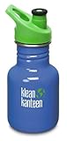 Klean Kanteen 12 oz Stainless Steel Water Bottle (Sports Cap 3.0 in Bright Green) - Lagoon Blue by K