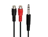 HSEUOPV アダプター対応6.35mm - 2 RCA オーディオケーブル 1/4 インチ TRS オス - 2 RCA メス Y スプリッター ステレオ オーディオ アダプター ケーブル、ラップトップ、タブレット、携帯電話、MP3 に最適