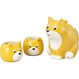 かわいい食器 「 柴犬親子 ティーセット 」 ティーポット & ティーカップ 2個 食器セット ポット:18×14cm 500cc カップ:9×7cm 150cc 犬好き 雑貨 グッズ 食器 茶色 SAN4576